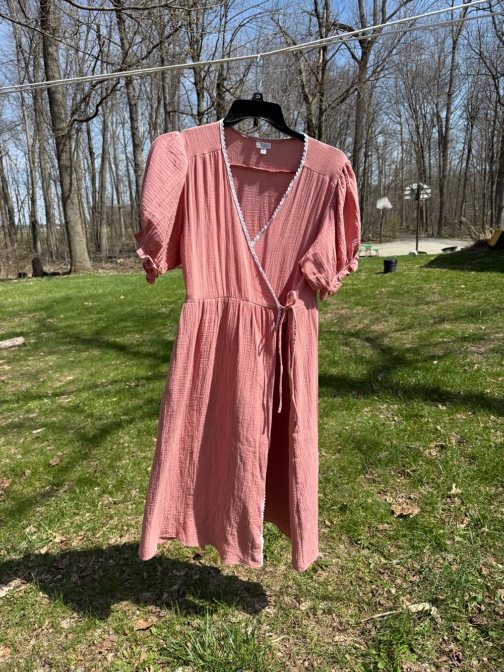 Shop Dahl Delilah Dress - Women’s Cotton Gauze Wrap Midi Dress in Dusty Rose